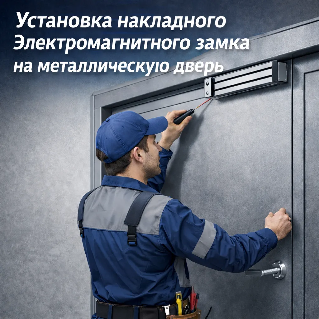 Установка накладного электромагнитного замка на металлическую дверь